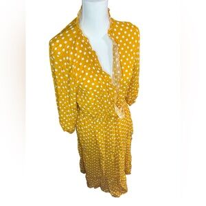Miss sparkling gold dress with white polka dots